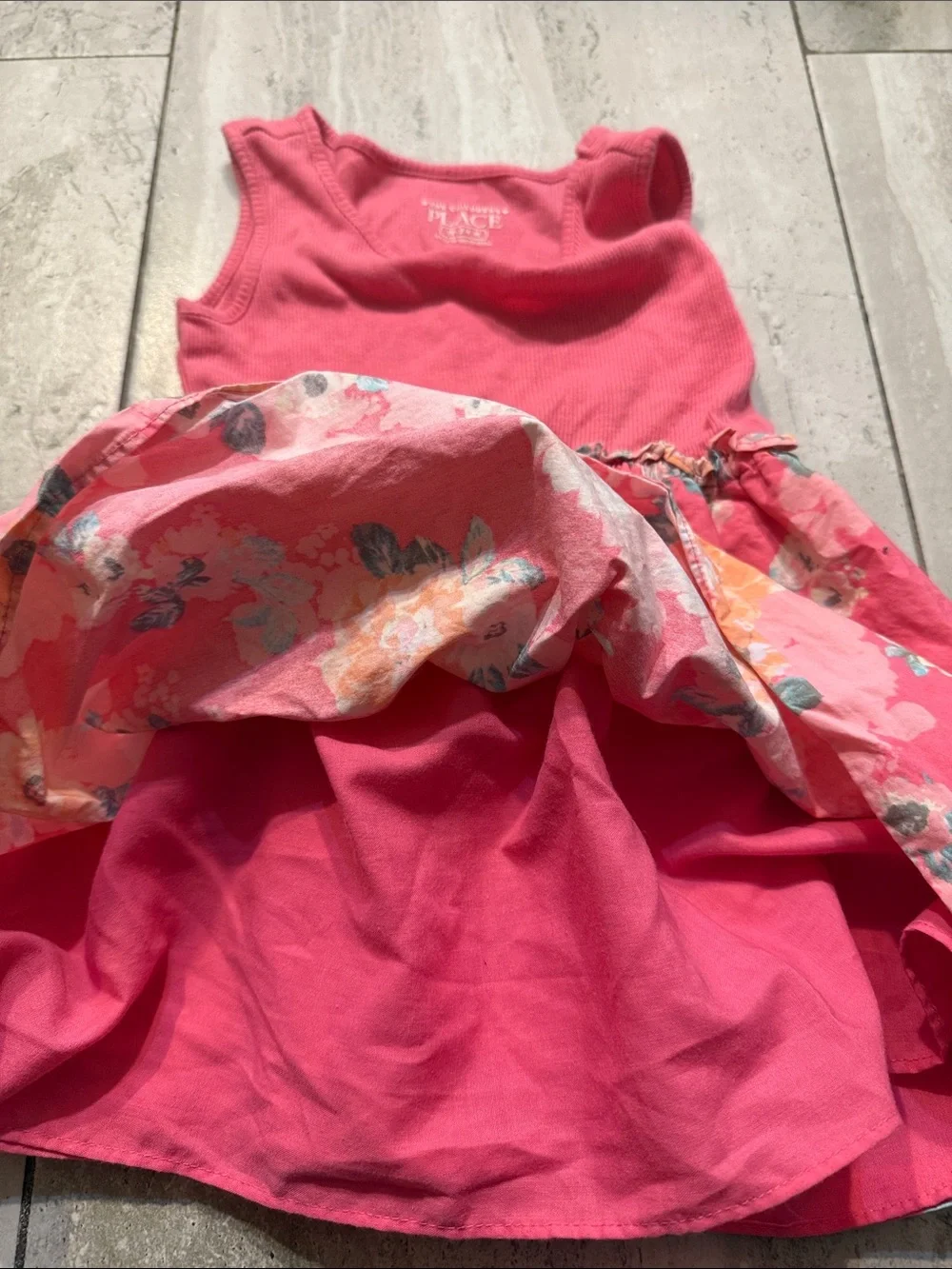 The Children's Place Coral Pink Floral Tank Dress - Picture 4 of 7